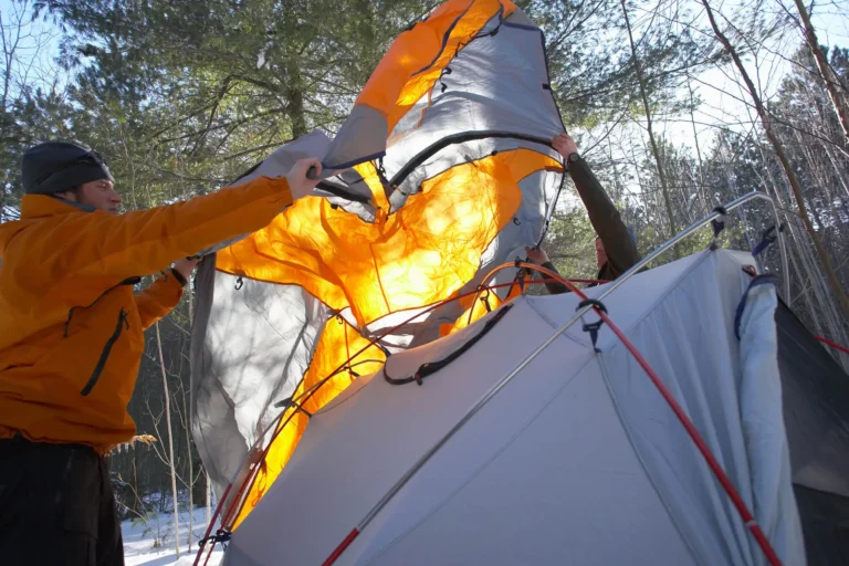 How to pitch a tent in winter